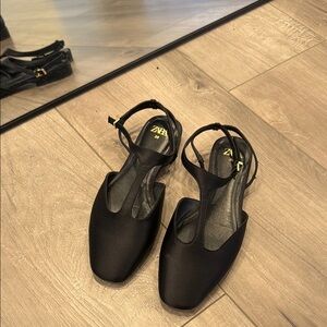 Zara Black Flats & Loafers with Classic Design